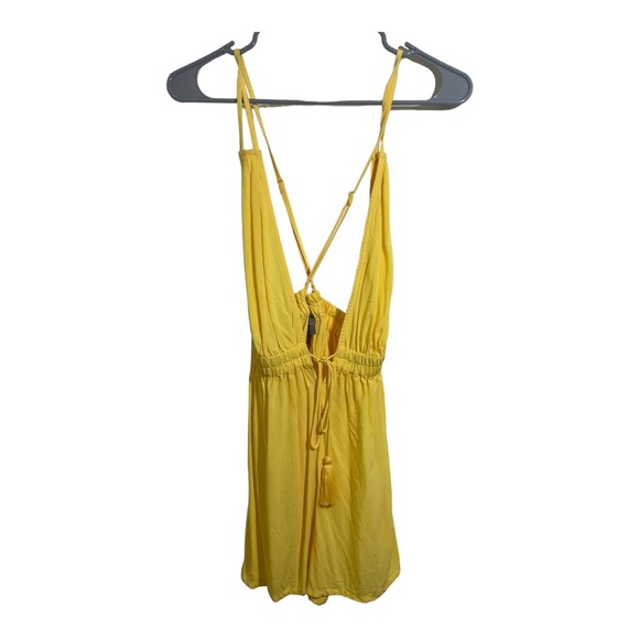 ASOS womens front tie plunge Beach romper yellow size 4. - Picture 3 of 12